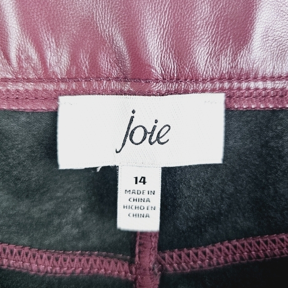 Joie Burgundy Faux Leather Pants NWT Plus Size 14 - Picture 9 of 12